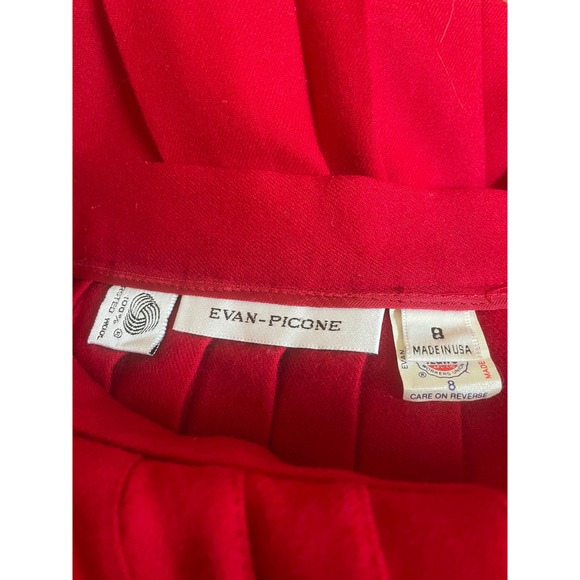Vintage Evan-Picone Midi Skirt Size 8 Red Wool Pleated Union Made in USA GUC‎ - Picture 6 of 10
